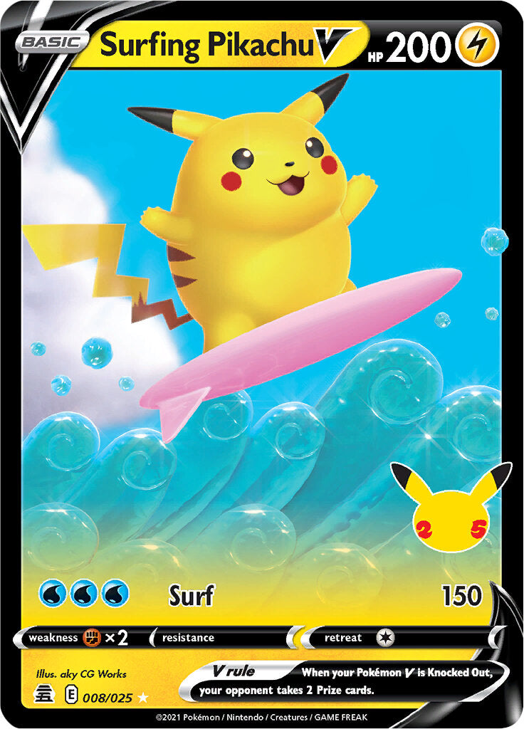 Surfing Pikachu V (008/025) [Celebrations: 25th Anniversary] | Kessel Run Games Inc. 