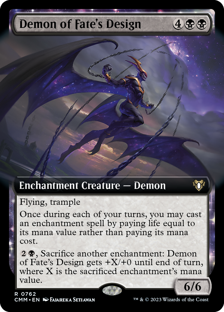 Demon of Fate's Design (Extended Art) [Commander Masters] | Kessel Run Games Inc. 