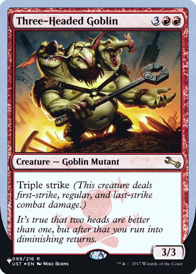 Three-Headed Goblin (Unfinity Foil Edition) [The List] | Kessel Run Games Inc. 