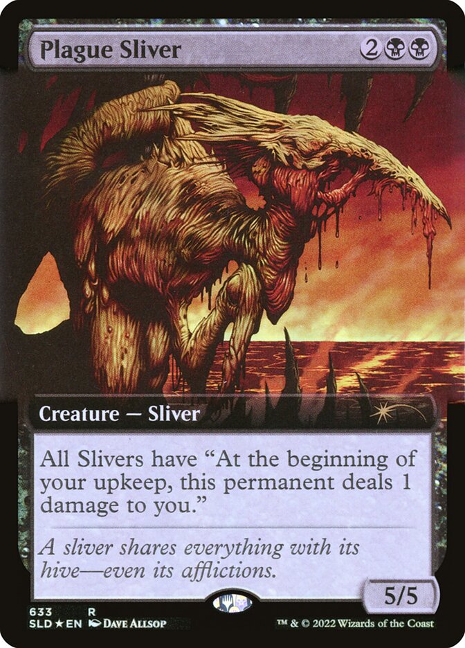 Plague Sliver (Extended Art) (Step-and-Compleat Foil) [Secret Lair Drop Promos] | Kessel Run Games Inc. 