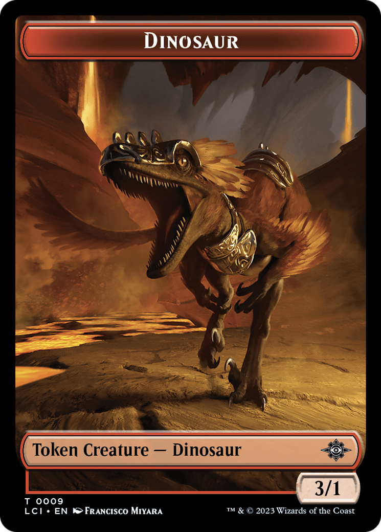 Treasure (0018) // Dinosaur (0009) Double-Sided Token [The Lost Caverns of Ixalan Tokens] | Kessel Run Games Inc. 