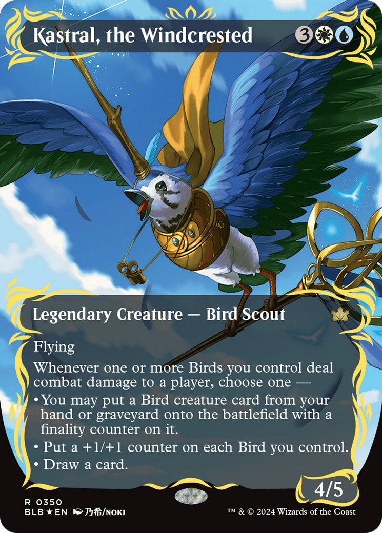 Kastral, the Windcrested (Borderless) (Raised Foil) [Bloomburrow] | Kessel Run Games Inc. 