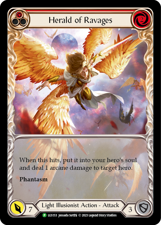 Herald of Ravages (Red) (Extended Art) [LGS153] (Promo)  Rainbow Foil | Kessel Run Games Inc. 