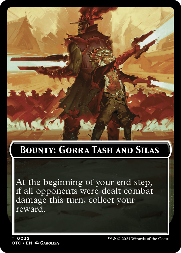 Bounty: Gorra Tash and Silas // Bounty Rules Double-Sided Token [Outlaws of Thunder Junction Commander Tokens] | Kessel Run Games Inc. 