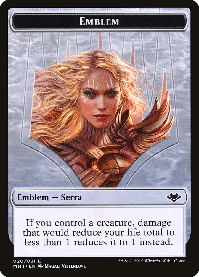 Elemental (008) // Serra the Benevolent Emblem (020) Double-Sided Token [Modern Horizons Tokens] | Kessel Run Games Inc. 