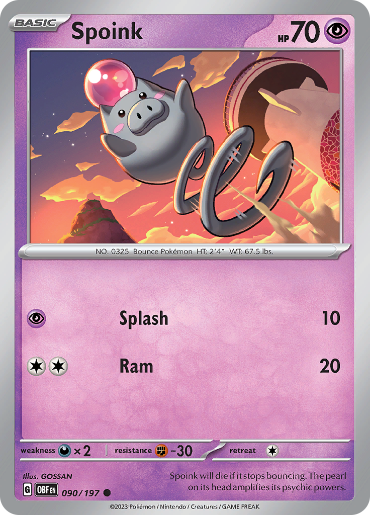 Spoink (090/197) [Scarlet & Violet: Obsidian Flames] | Kessel Run Games Inc. 