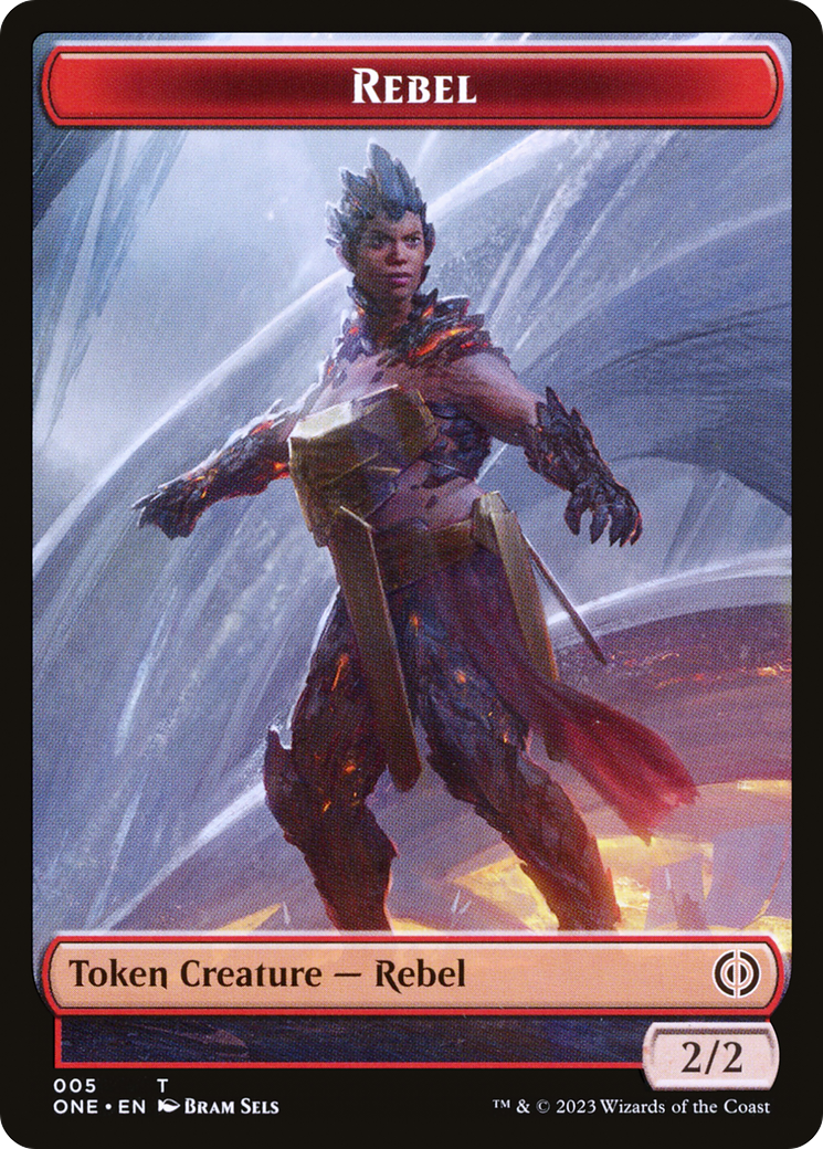 Rebel // The Hollow Sentinel Double-Sided Token [Phyrexia: All Will Be One Tokens] | Kessel Run Games Inc. 