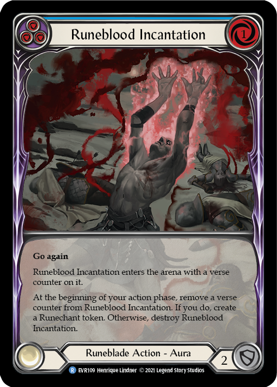 Runeblood Incantation (Blue) [EVR109] (Everfest)  1st Edition Extended Art Rainbow Foil | Kessel Run Games Inc. 