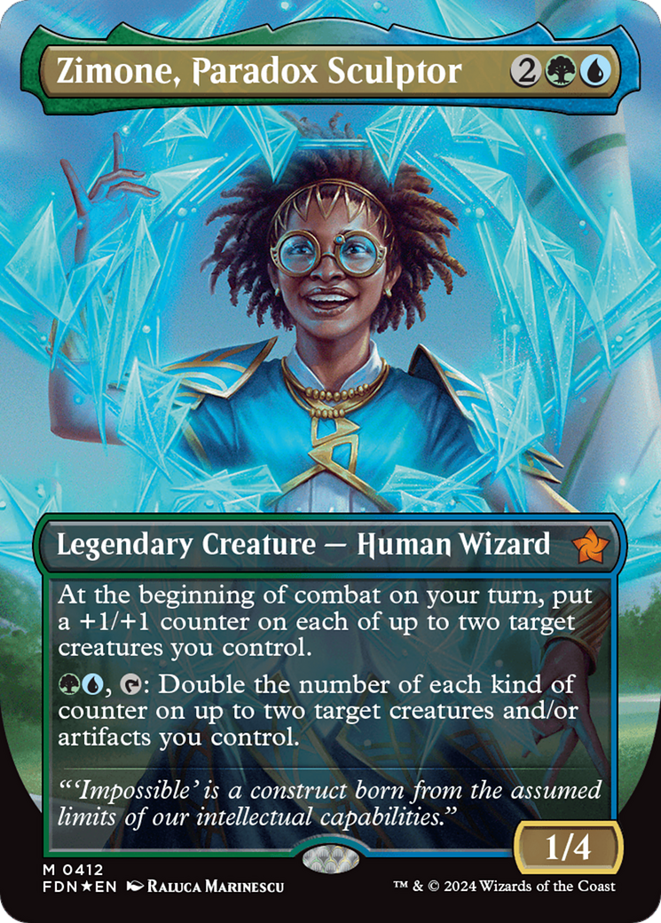 Zimone, Paradox Sculptor (Borderless) (Mana Foil) [Foundations] | Kessel Run Games Inc. 