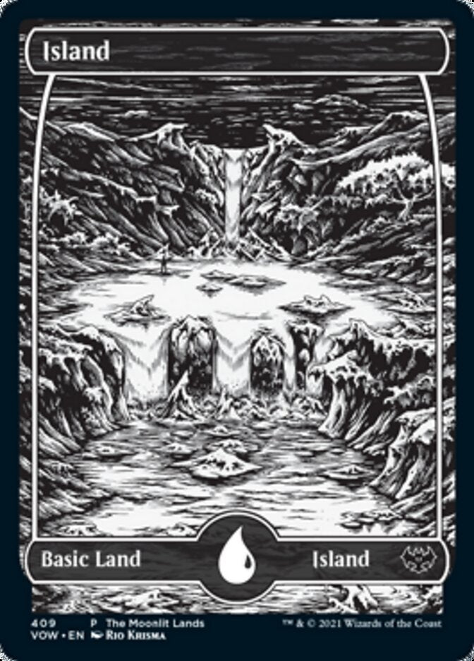 Island (The Moonlit Lands) (Foil Etched) [Innistrad: Crimson Vow Promos] | Kessel Run Games Inc. 