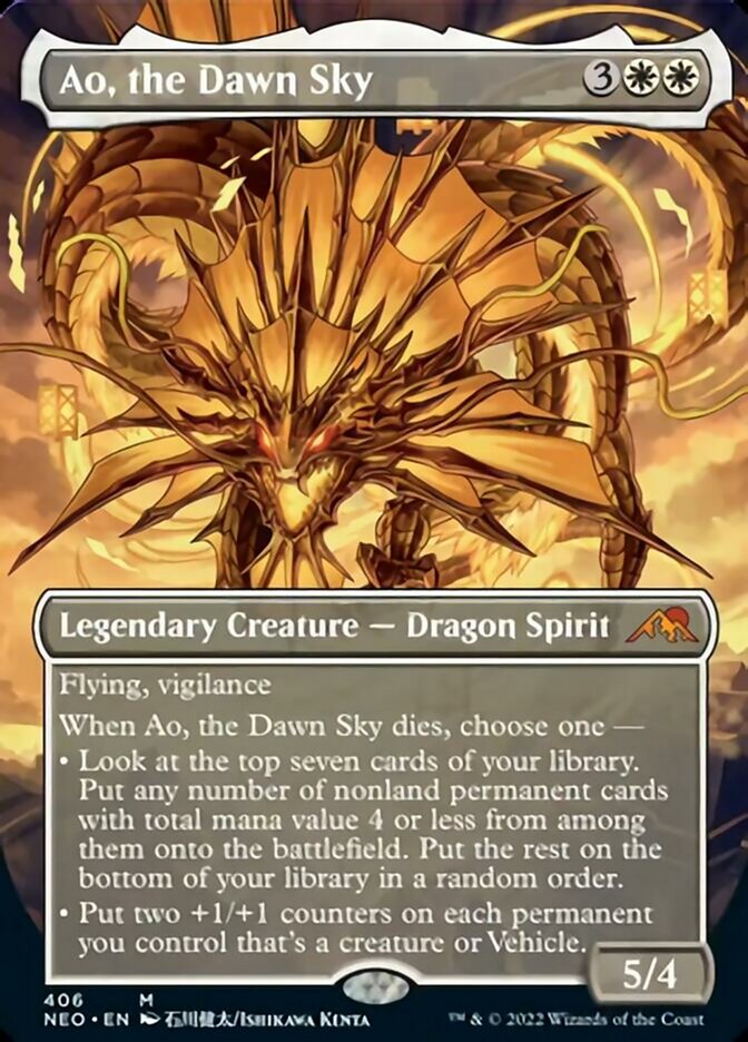 Ao, the Dawn Sky (Borderless Alternate Art) [Kamigawa: Neon Dynasty] | Kessel Run Games Inc. 