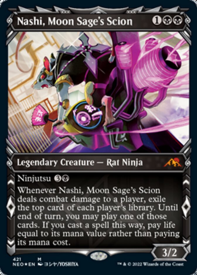 Nashi, Moon Sage's Scion (Showcase) (Foil Etched) [Kamigawa: Neon Dynasty] | Kessel Run Games Inc. 