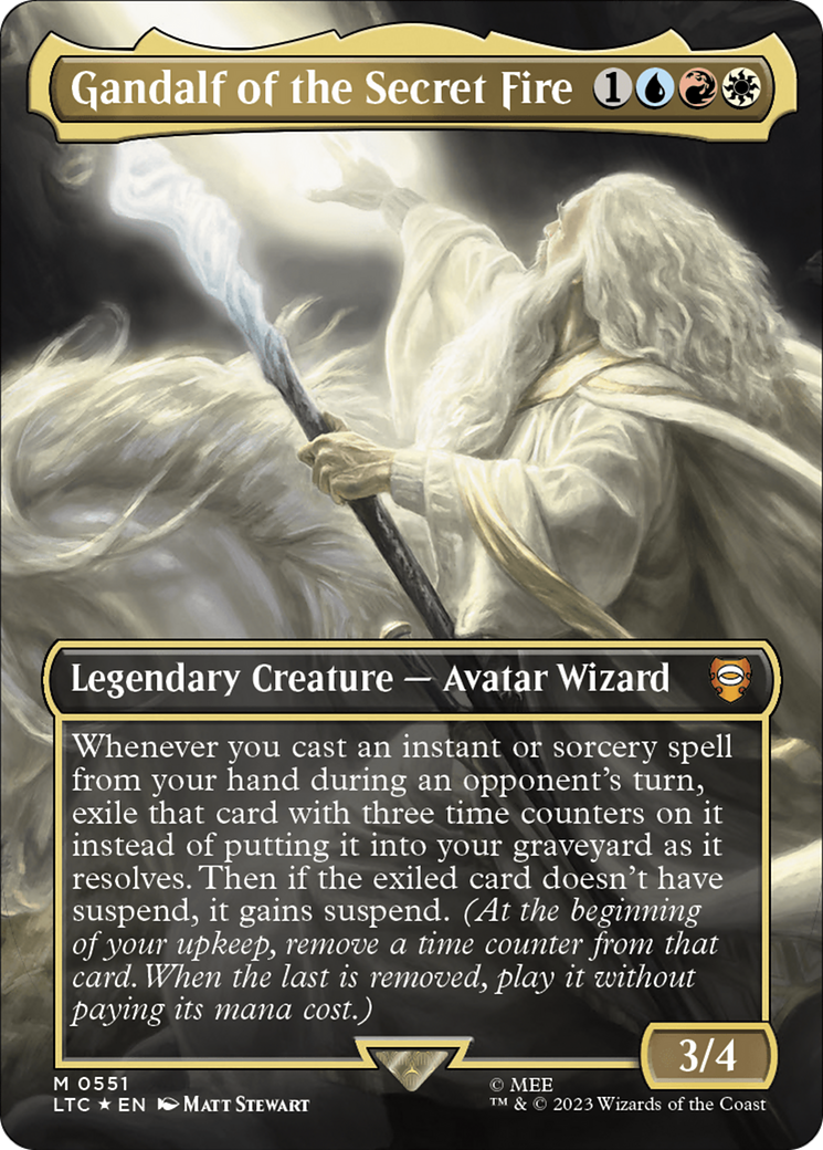 Gandalf of the Secret Fire (Borderless) (Surge Foil) [The Lord of the Rings: Tales of Middle-Earth Commander] | Kessel Run Games Inc. 
