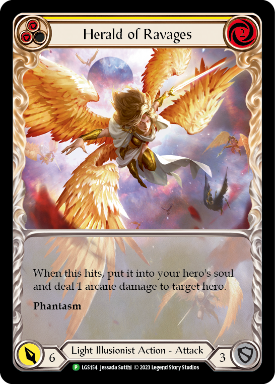 Herald of Ravages (Yellow) (Extended Art) [LGS154] (Promo)  Rainbow Foil | Kessel Run Games Inc. 