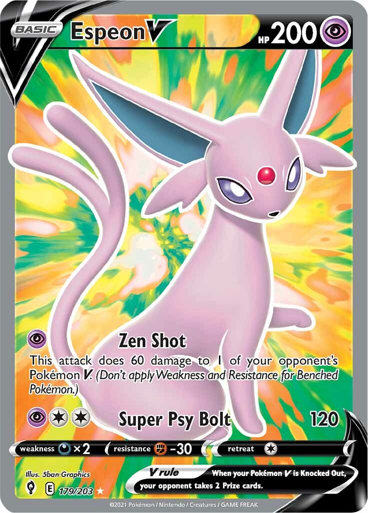 Espeon V (179/203) [Sword & Shield: Evolving Skies] | Kessel Run Games Inc. 