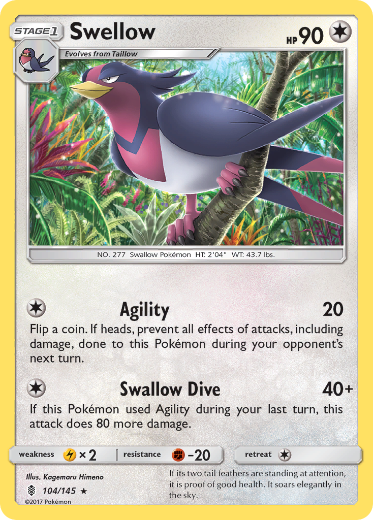 Swellow (104/145) [Sun & Moon: Guardians Rising] | Kessel Run Games Inc. 