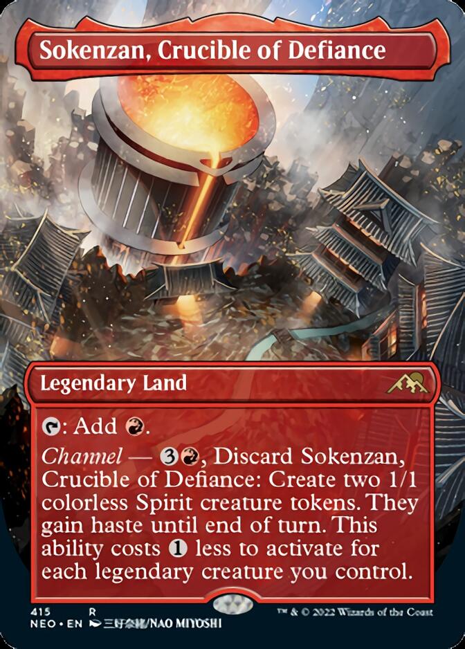 Sokenzan, Crucible of Defiance (Borderless Alternate Art) [Kamigawa: Neon Dynasty] | Kessel Run Games Inc. 