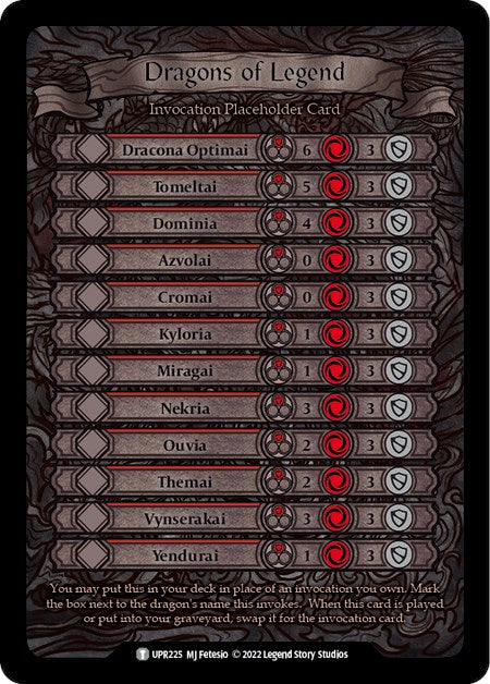 Dragons of Legend Invocation Placeholder Card [UPR225] (Uprising) | Kessel Run Games Inc. 