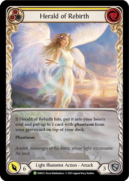 Herald of Rebirth (Yellow) [FAB033] (Promo)  Rainbow Foil | Kessel Run Games Inc. 