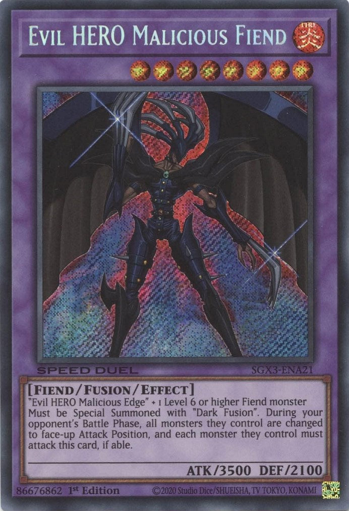 Evil HERO Malicious Fiend [SGX3-ENA21] Secret Rare | Kessel Run Games Inc. 