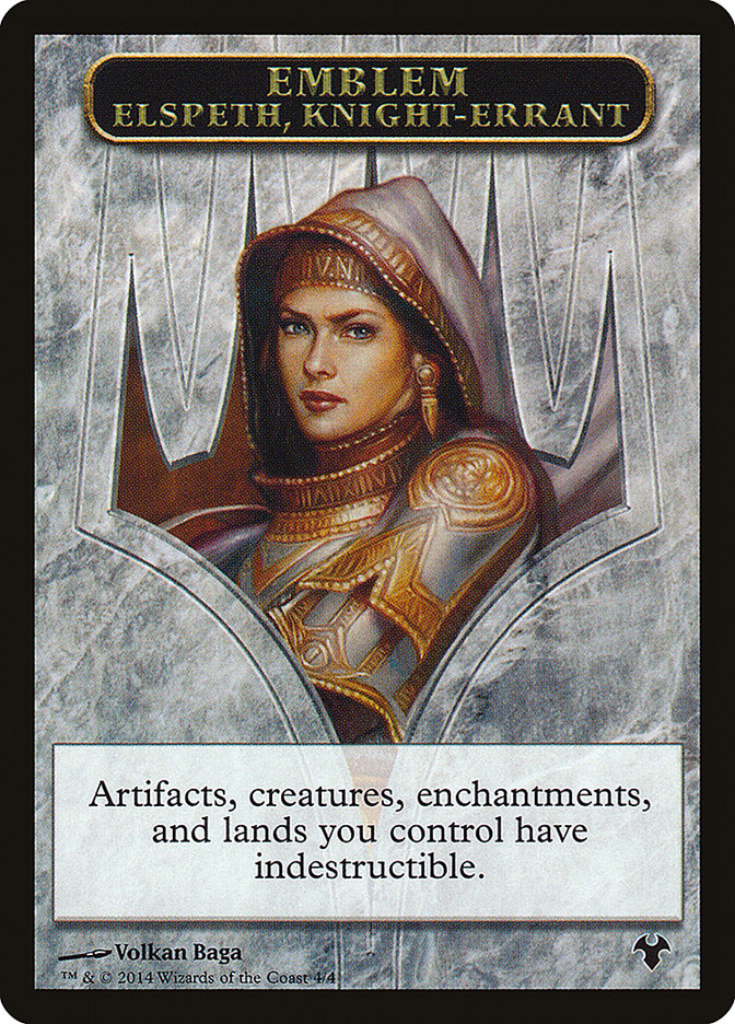 Emblem - Elspeth, Knight-Errant // Soldier Double-Sided Token [Modern Event Deck 2014 Tokens] | Kessel Run Games Inc. 