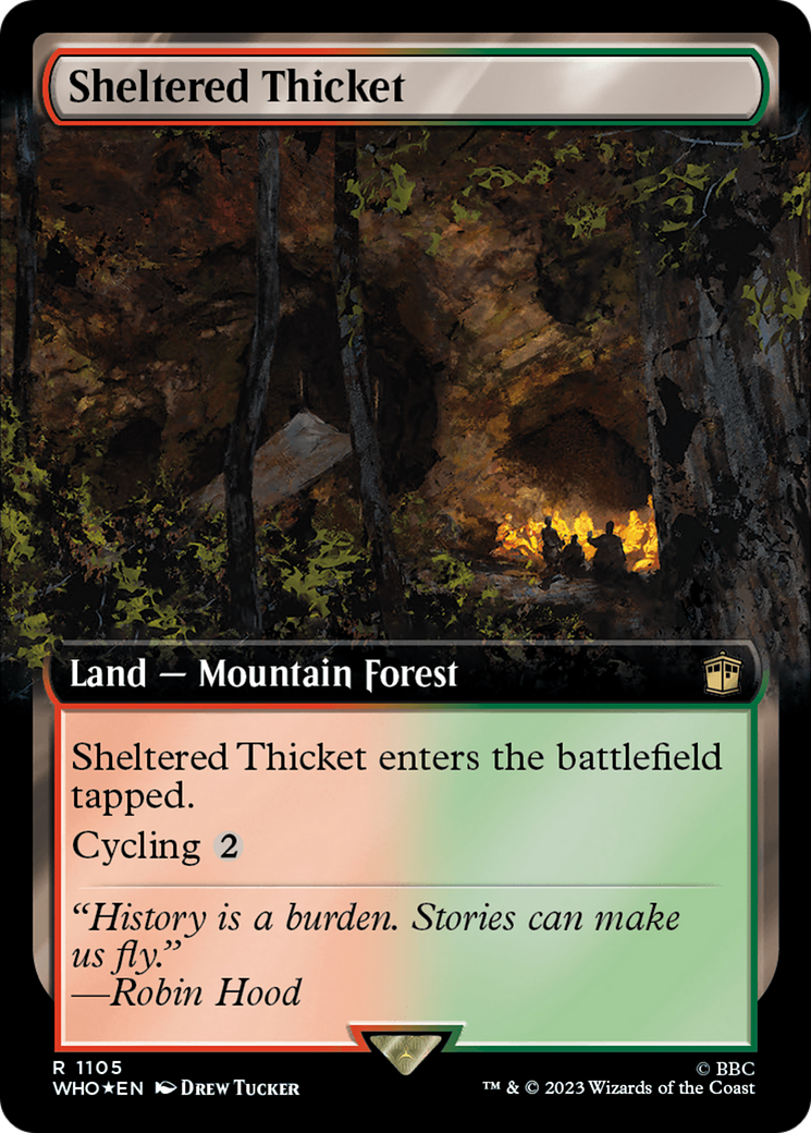 Sheltered Thicket (Extended Art) (Surge Foil) [Doctor Who] | Kessel Run Games Inc. 