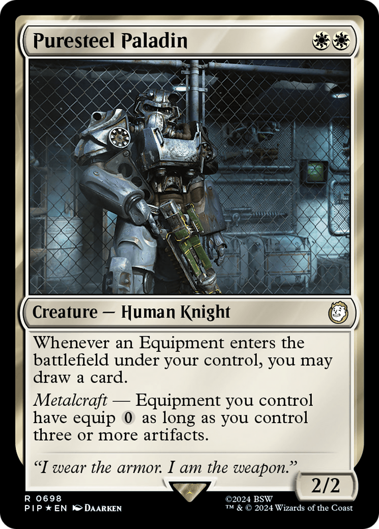 Puresteel Paladin (Surge Foil) [Fallout] | Kessel Run Games Inc. 