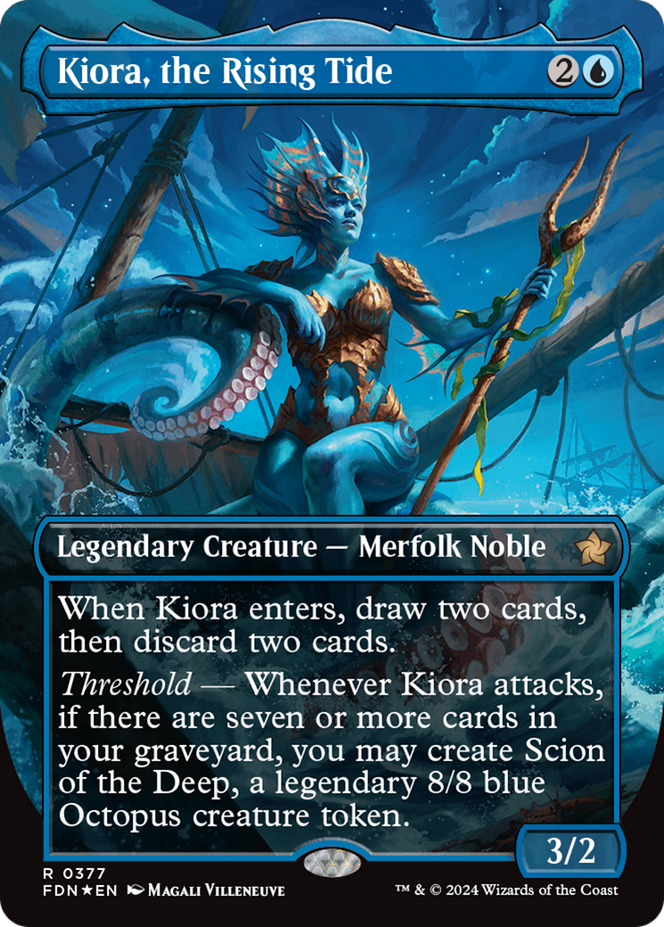 Kiora, the Rising Tide (Borderless) (Mana Foil) [Foundations] | Kessel Run Games Inc. 