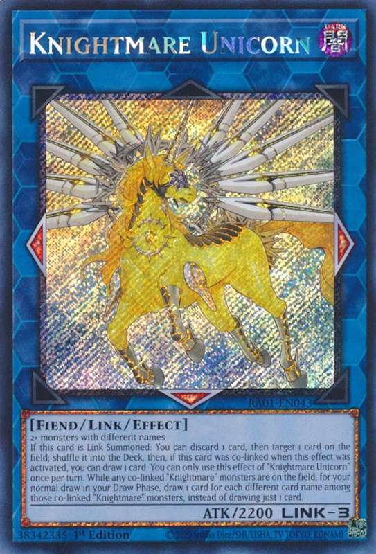 Knightmare Unicorn [RA01-EN043] Platinum Secret Rare | Kessel Run Games Inc. 