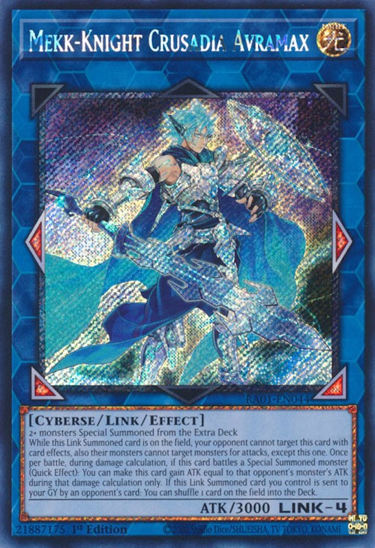 Mekk-Knight Crusadia Avramax [RA01-EN044] Platinum Secret Rare | Kessel Run Games Inc. 