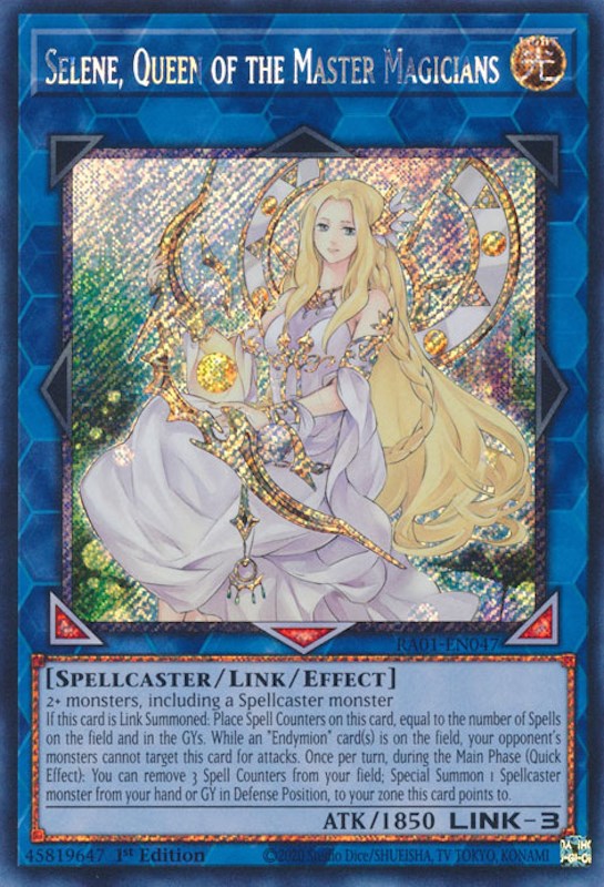 Selene, Queen of the Master Magicians [RA01-EN047] Platinum Secret Rare | Kessel Run Games Inc. 
