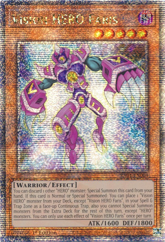 Vision HERO Faris [RA01-EN004] Quarter Century Secret Rare | Kessel Run Games Inc. 