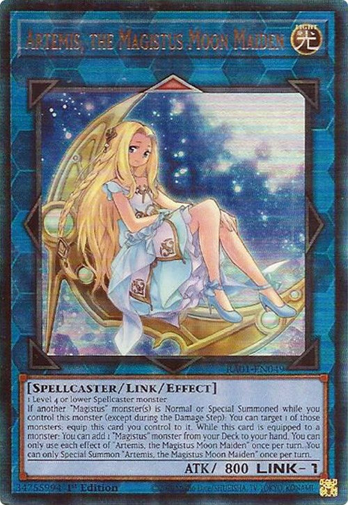 Artemis, the Magistus Moon Maiden [RA01-EN049] Prismatic Ultimate Rare | Kessel Run Games Inc. 