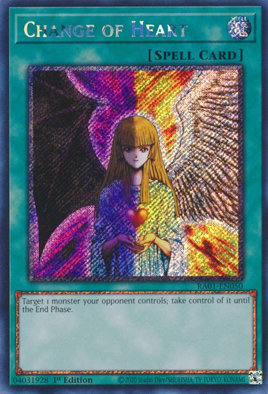 Change of Heart [RA01-EN050] Platinum Secret Rare | Kessel Run Games Inc. 