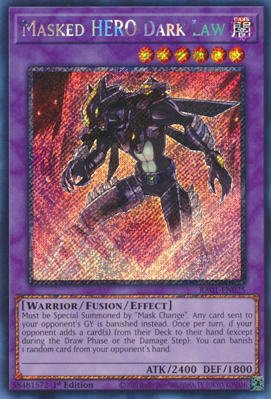 Masked HERO Dark Law [RA01-EN025] Platinum Secret Rare | Kessel Run Games Inc. 