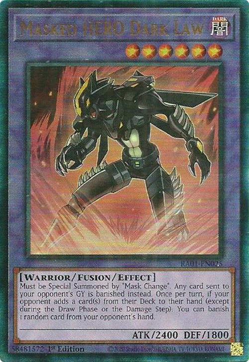 Masked HERO Dark Law [RA01-EN025] Prismatic Ultimate Rare | Kessel Run Games Inc. 