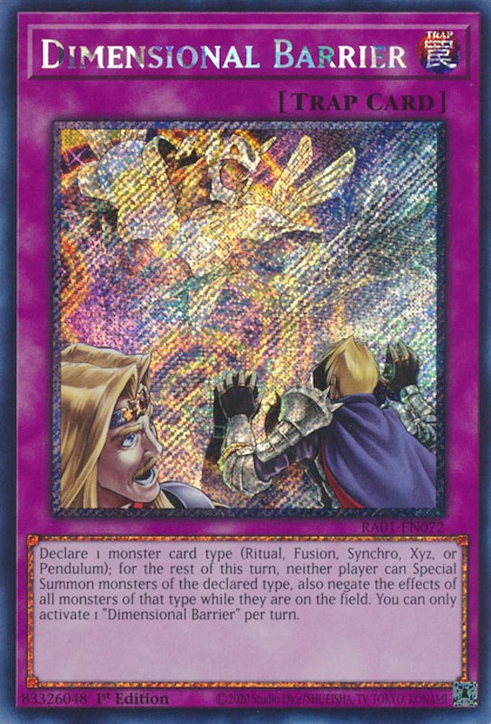 Dimensional Barrier [RA01-EN072] Platinum Secret Rare | Kessel Run Games Inc. 