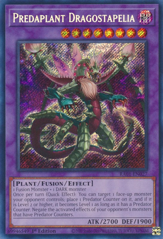 Predaplant Dragostapelia [RA01-EN027] Secret Rare | Kessel Run Games Inc. 