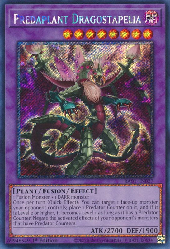 Predaplant Dragostapelia [RA01-EN027] Platinum Secret Rare | Kessel Run Games Inc. 