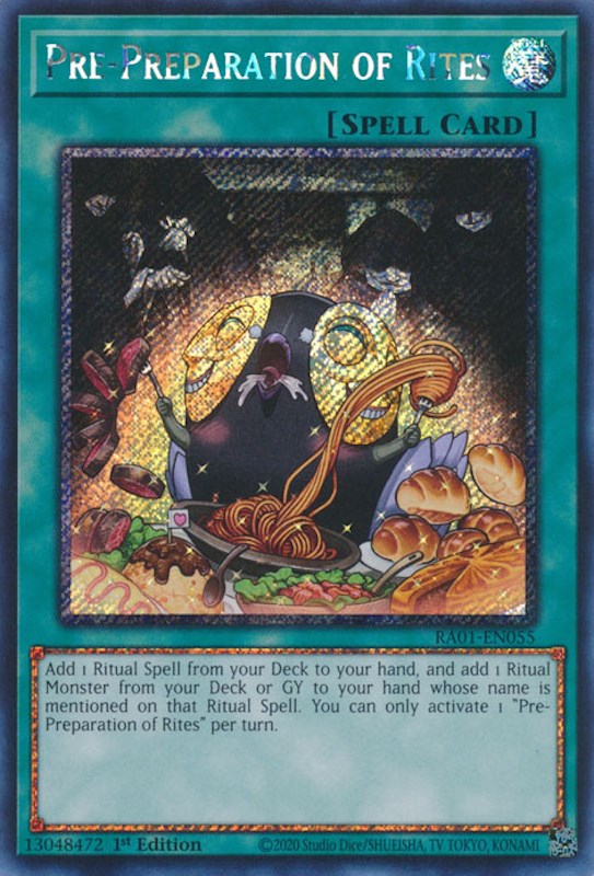 Pre-Preparation of Rites [RA01-EN055] Platinum Secret Rare | Kessel Run Games Inc. 