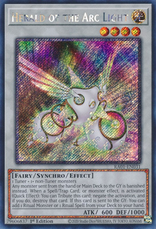 Herald of the Arc Light [RA01-EN031] Platinum Secret Rare | Kessel Run Games Inc. 