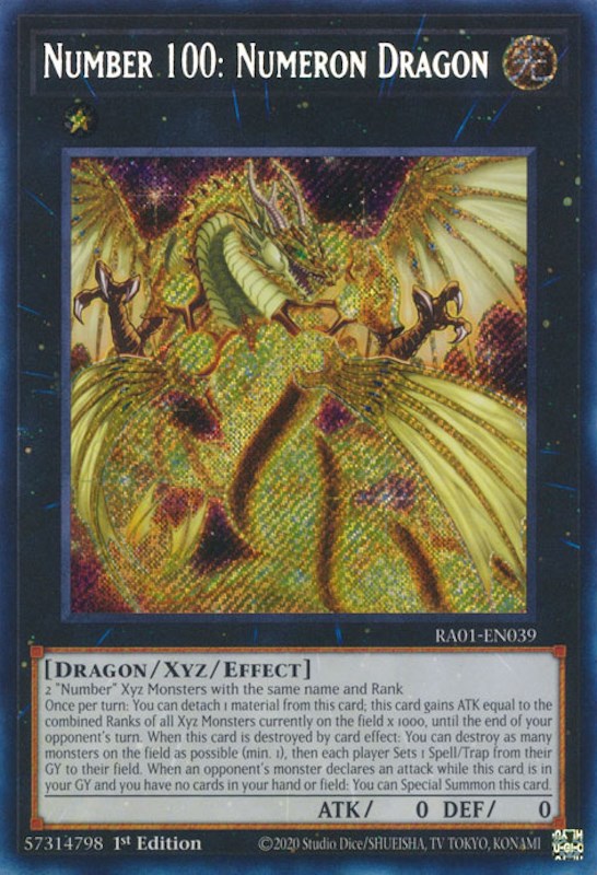 Number 100: Numeron Dragon [RA01-EN039] Secret Rare | Kessel Run Games Inc. 