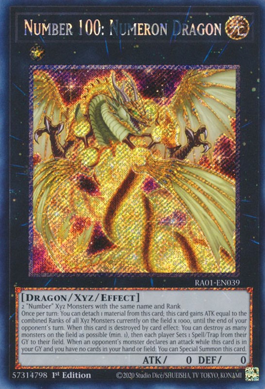 Number 100: Numeron Dragon [RA01-EN039] Platinum Secret Rare | Kessel Run Games Inc. 