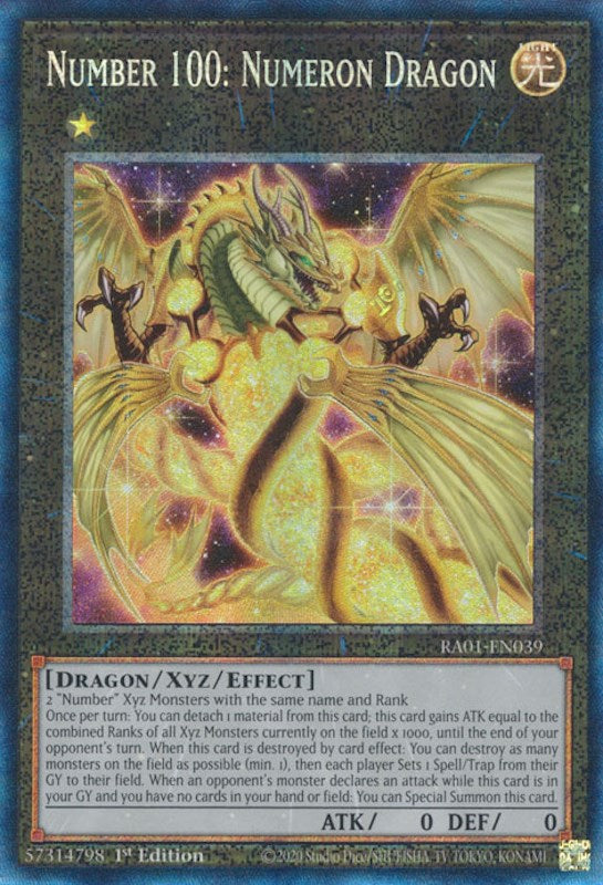 Number 100: Numeron Dragon [RA01-EN039] Prismatic Collector's Rare | Kessel Run Games Inc. 