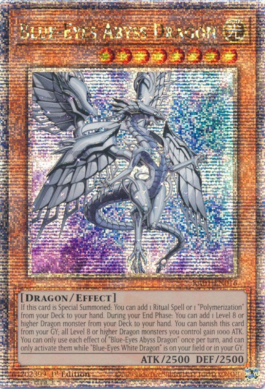 Blue-Eyes Abyss Dragon [RA01-EN016] Quarter Century Secret Rare | Kessel Run Games Inc. 