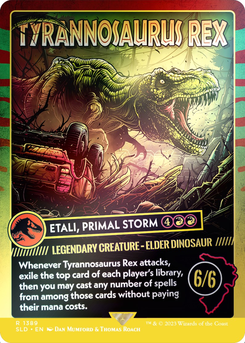 Tyrannosaurus Rex - Etali, Primal Storm (Rainbow Foil) [Secret Lair Drop Series] | Kessel Run Games Inc. 