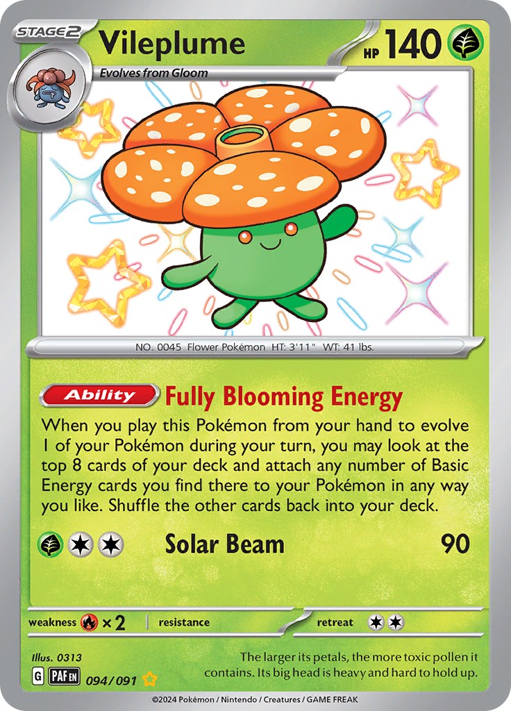 Vileplume (094/091) [Scarlet & Violet: Paldean Fates] | Kessel Run Games Inc. 