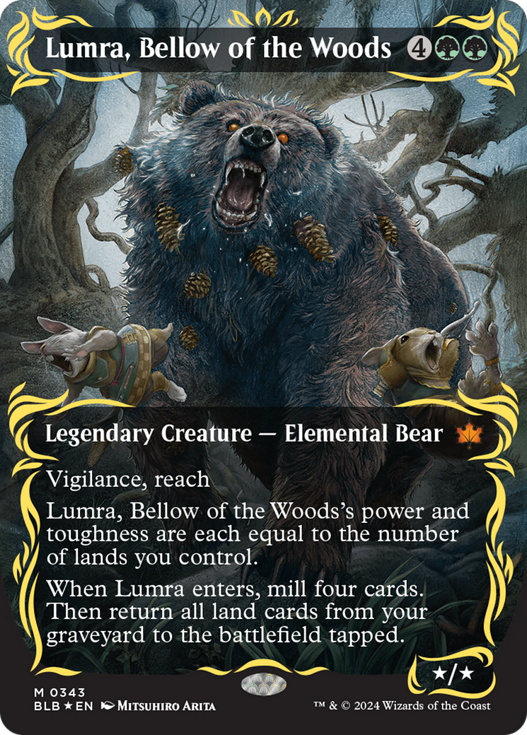 Lumra, Bellow of the Woods (Borderless) (Raised Foil) [Bloomburrow] | Kessel Run Games Inc. 