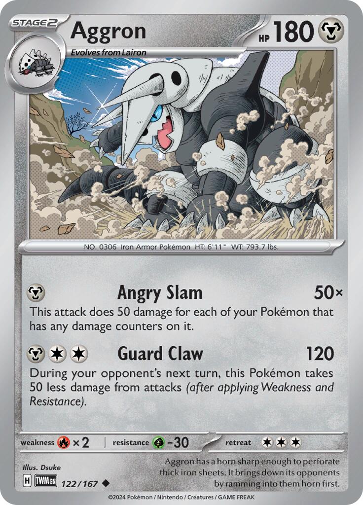 Aggron (122/167) [Scarlet & Violet: Twilight Masquerade] | Kessel Run Games Inc. 