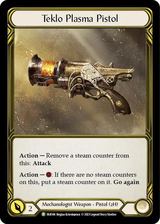 Teklo Plasma Pistol (Golden) [FAB144] (Promo)  Cold Foil | Kessel Run Games Inc. 